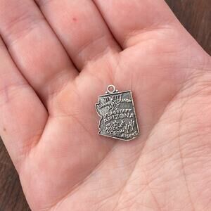 Vintage Bell Trading Post 925 Sterling Silver Arizona State Map Pendant Charm